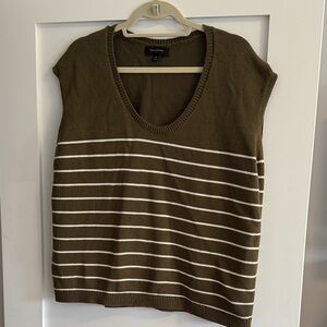 Olive Green Striped Women's Top